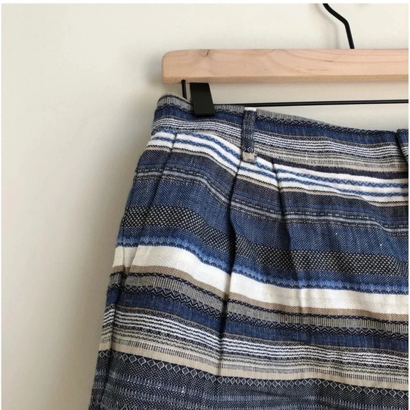 Parker Iman Short Blue Striped pattern Embroidered linen blend pockets shorts - Picture 8 of 8